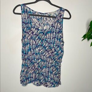 BCBGeneration Ruched Blue and Gray Sleeveless Tank Top